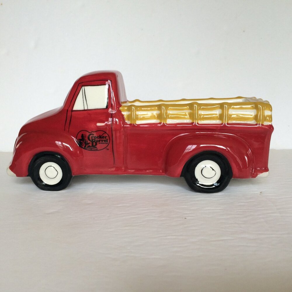 Cracker Barrel Ceramic Red Pick Up Truck Sugar Packets Holder Table Decoration